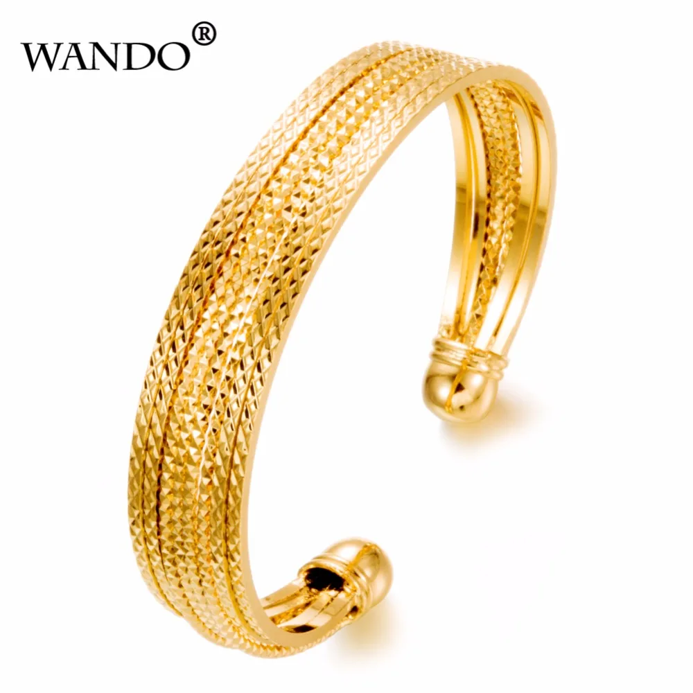WANDO Роскошные эфиопские незамкнутные браслеты для женщин 24 k золотой цвет браслет
