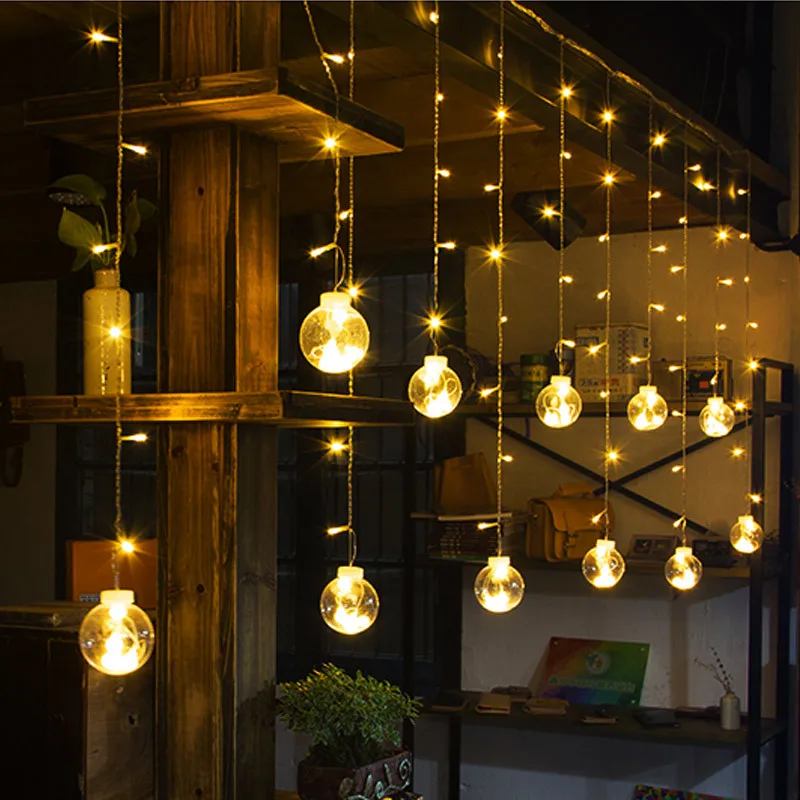 JSEX LED Ball Lighting String Cutains Lights 2 5 м белый/RGB праздничное освещение сказочные огни