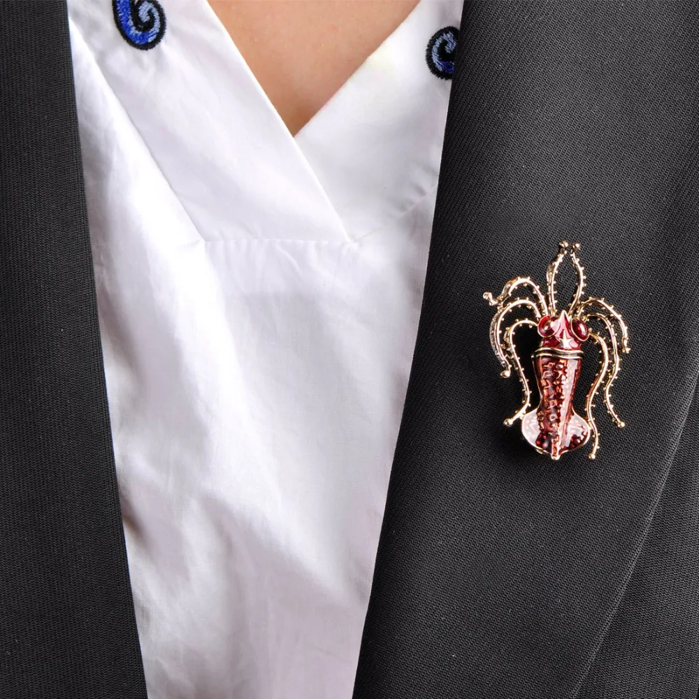 Броши Funmor в виде осьминога кальмара антизолотая эмаль винтажная рыба морские