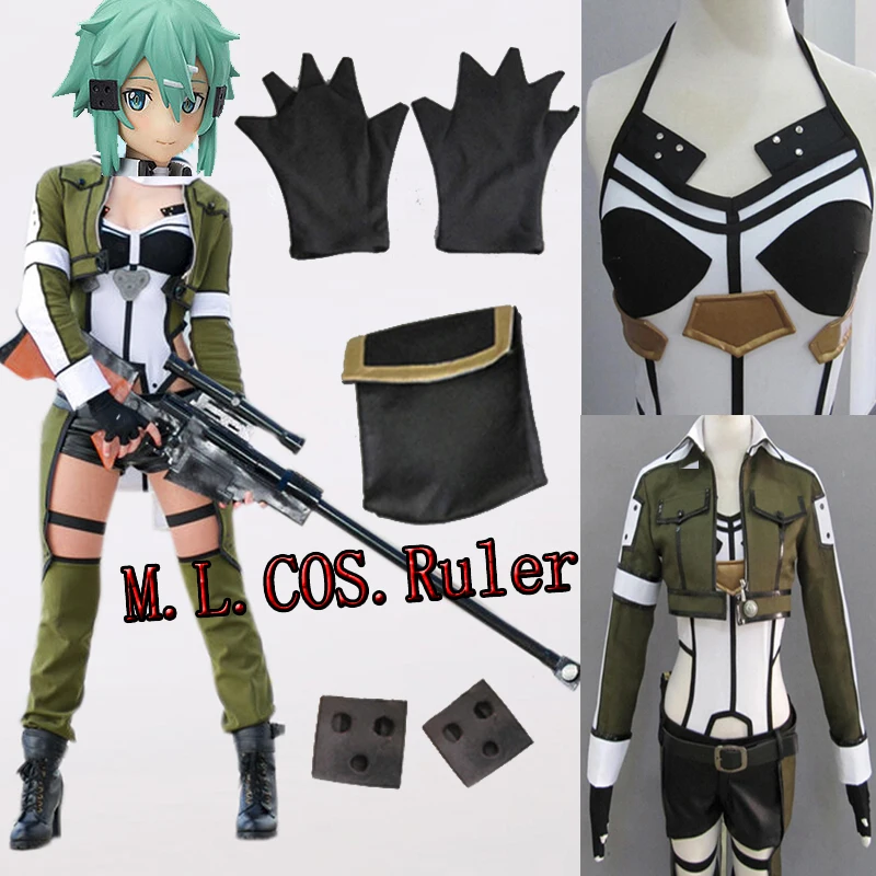 Sword Art Online Sinon Cosplay Costume Phantom Bullet Women's Outfit For Halloween Carnival Custom Made | Тематическая одежда