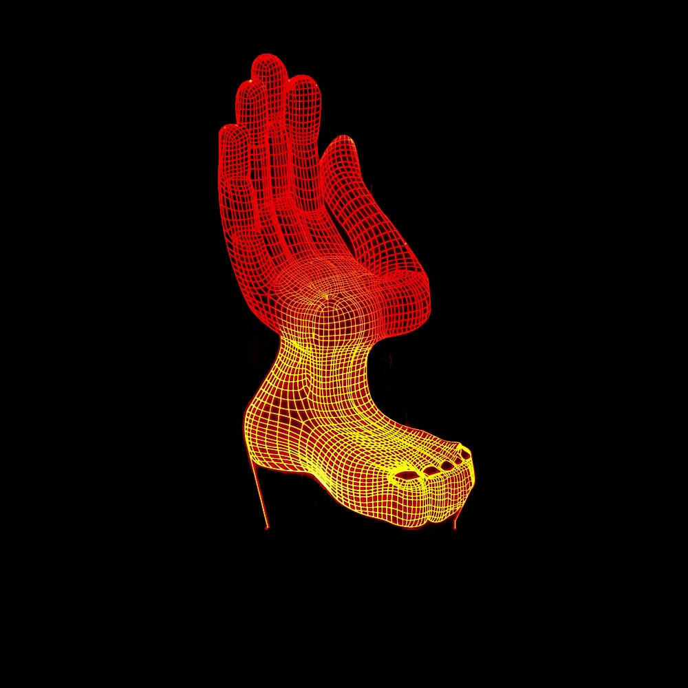3D Светодиодная лампа для рук и ног 7 цветов сменная USB помещений настольная с