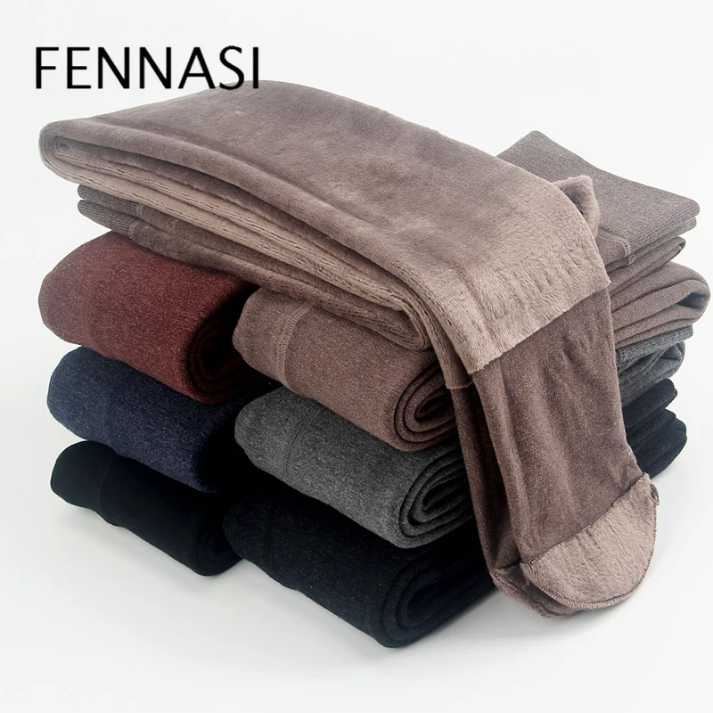 Женские теплые колготки FENNASI осенне зимние хлопковые плотные бархатные мягкие с
