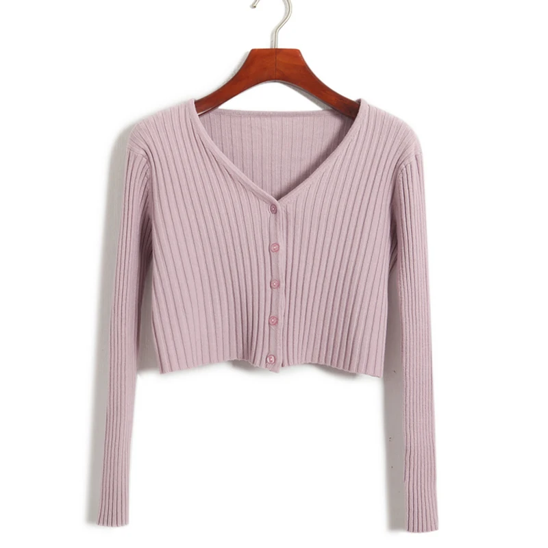 

2016 spring V-neck stripe short design long-sleeve cardigan sweater women slim high waist coat