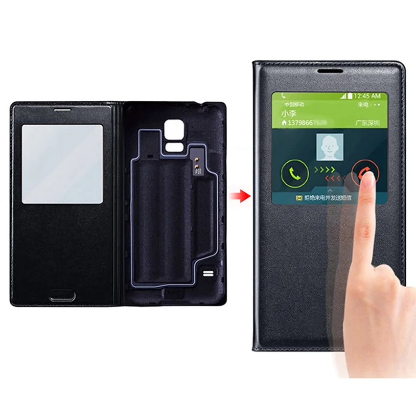 Флип чехол Smart View кожаный для телефона Samsung Galaxy S5 Mini S 5 S5mini SM G800 G800F сна Услуга с