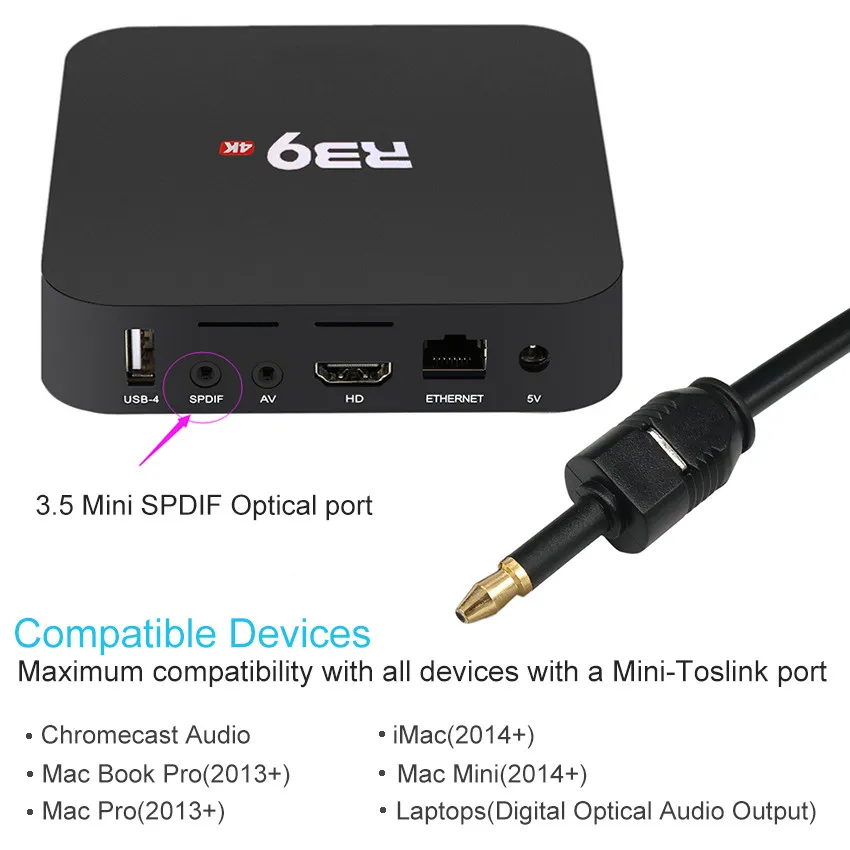 EMK цифровой Toslink к Мини кабель 3 5 оптический SPDIF аудио для Macbook мини диск 1 м 2