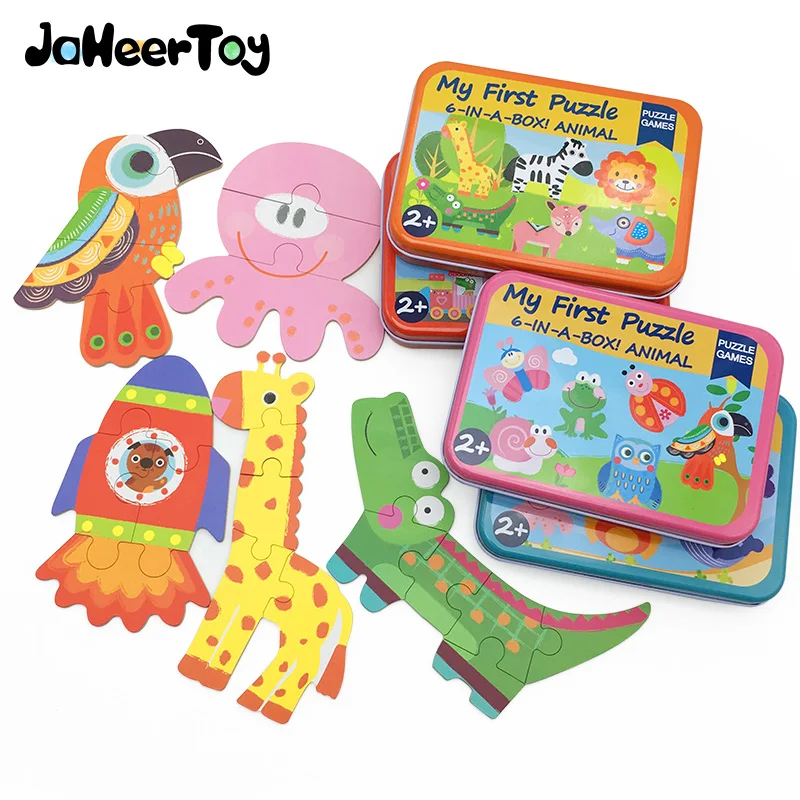 

JaheerToy Baby Toys for Children Paper Jigsaw Puzzle Box Montessori Educational Toy Cartoon Insects Marine Animal Puzzles