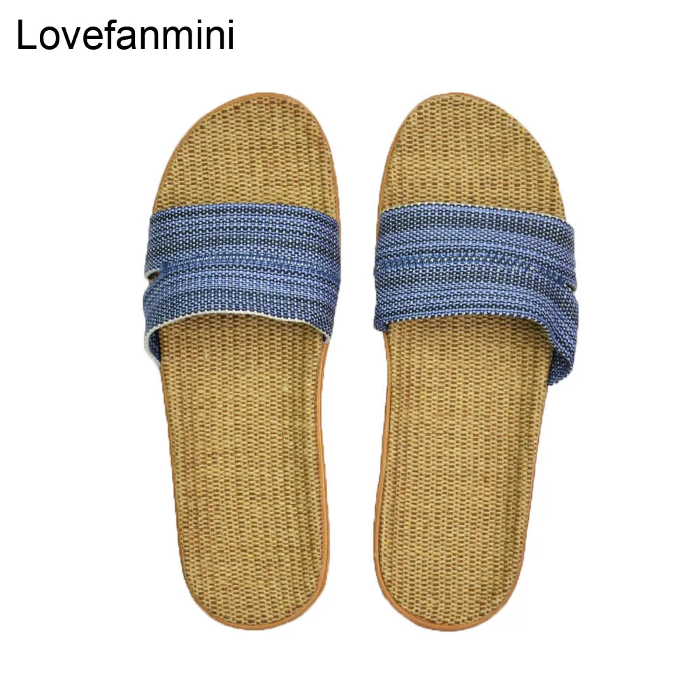 

Natural linen slippers summer home indoor sandals men's women's unisex spring and autumn couples landing guests flax Non-slip526