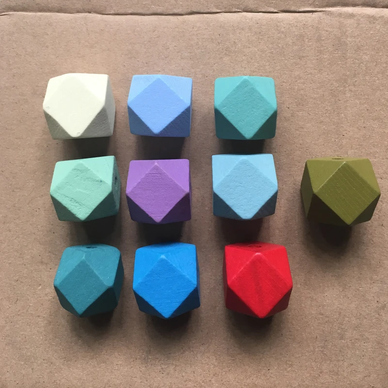 

Free shipping!! Newest 20mm Pastel Geometric Wood Beads Octagonal Beads can mixed 10 colors
