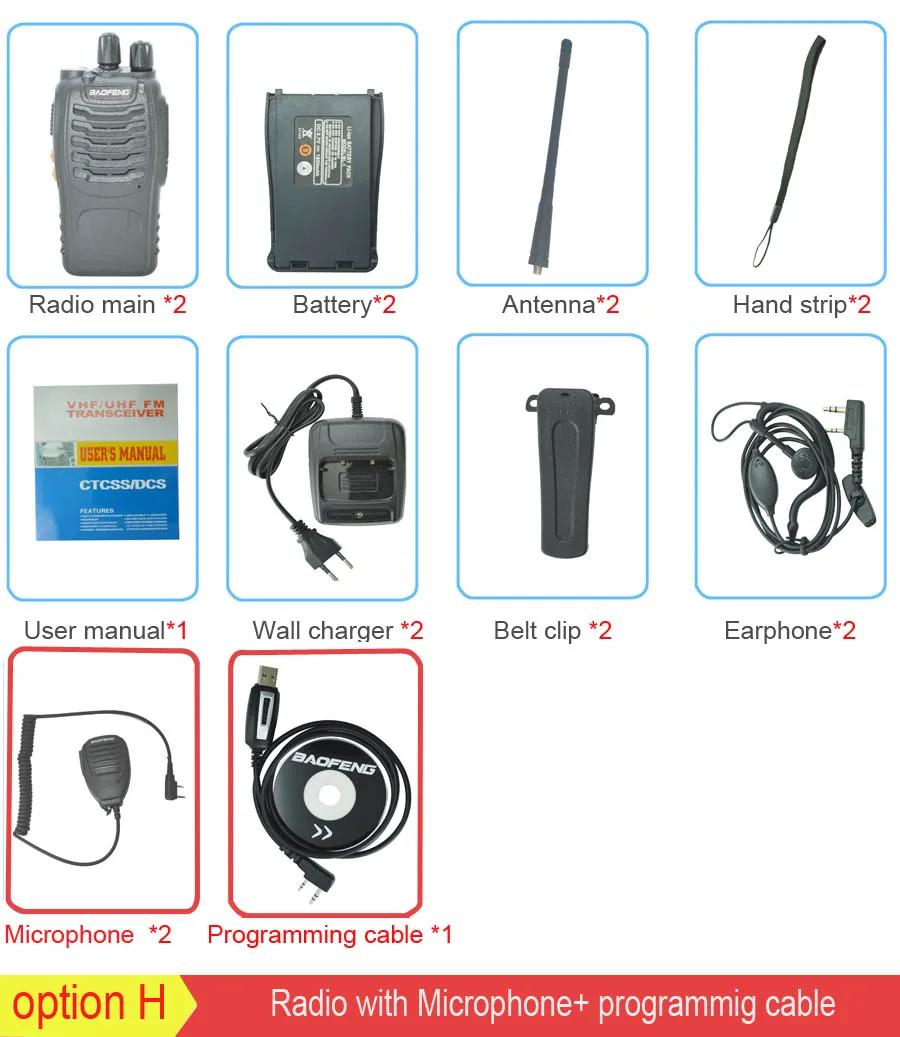 2 шт./компл. baofeng BF-888S рация портативное радио BF888s 5 Вт 16CH UHF 400-470 МГц BF 888 S коммуникатор передатчик трансивер - Цвет: with procable mic