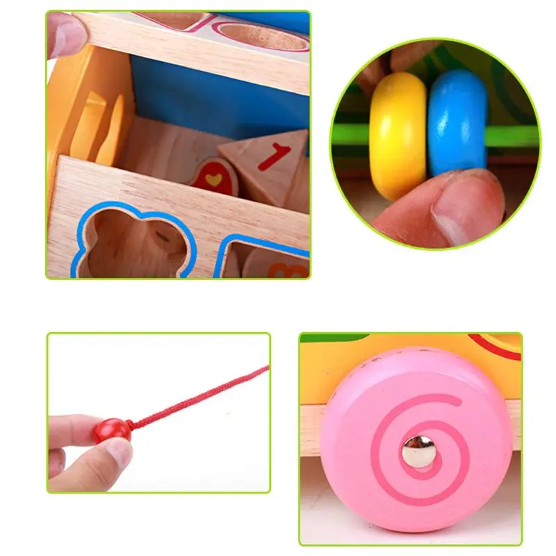 

Wooden Geometric Building Blocks Car Matching Color Recognition Maze Roller Coaster Educational Toys