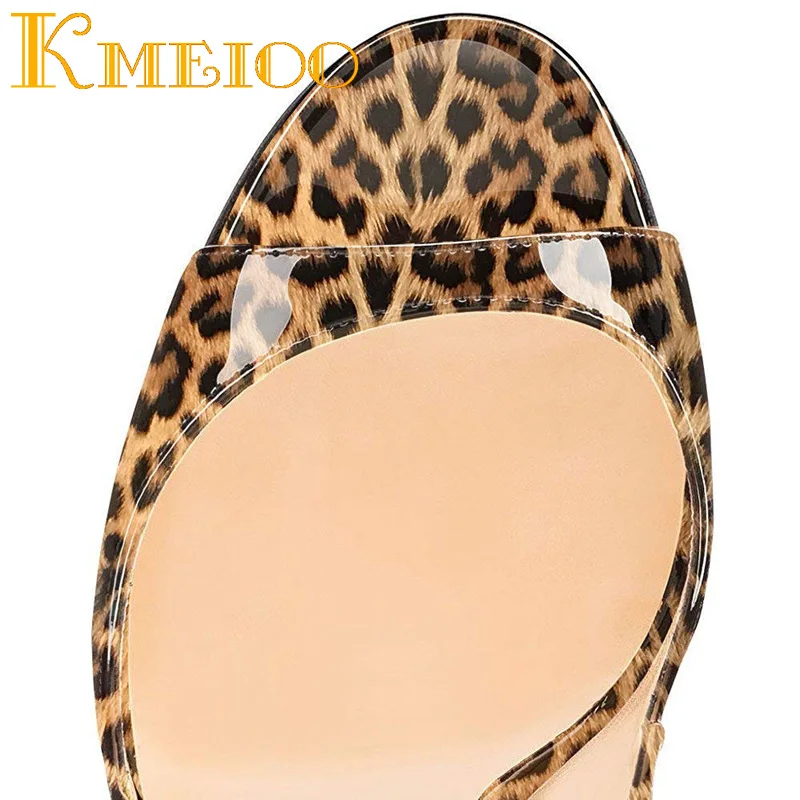 Kmeioo 2020 Hot Sale Sexy Ladies Shoes Leopard Pumps Peep Toe High Heels Slip-on Slingback Stiletto Party Wedding Evening | Обувь