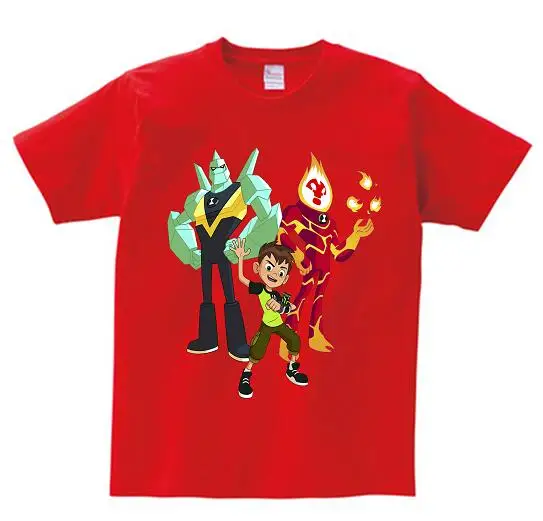 red childreT-shirt Футболки для мальчиков Одежда для футболок с рисунком Бена 10, защитник земли футболка с короткими рукавами с героями мультфильмов футболки для мальчиков Одежда для детей, M - Цвет: red childreT-shirt