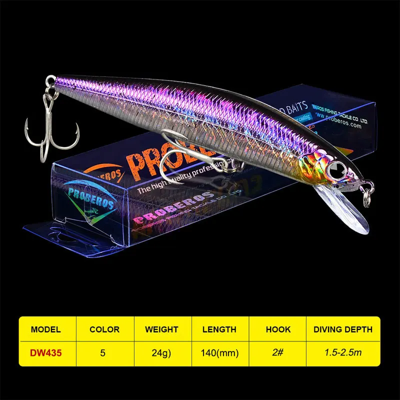 1 шт. рыболовная приманка PRO BEROS 5 51 &quot 14 см/24 8 г 0 87 УНЦИЙ БЛЕСНА с 2 # крючками цветов
