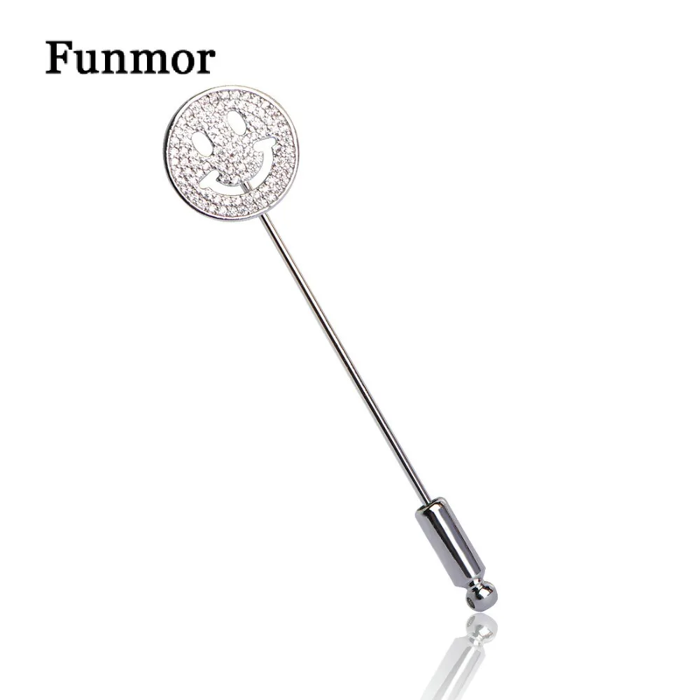Женская/Детская Брошь с фианитом Funmor брошь серебристого цвета в форме смайлика