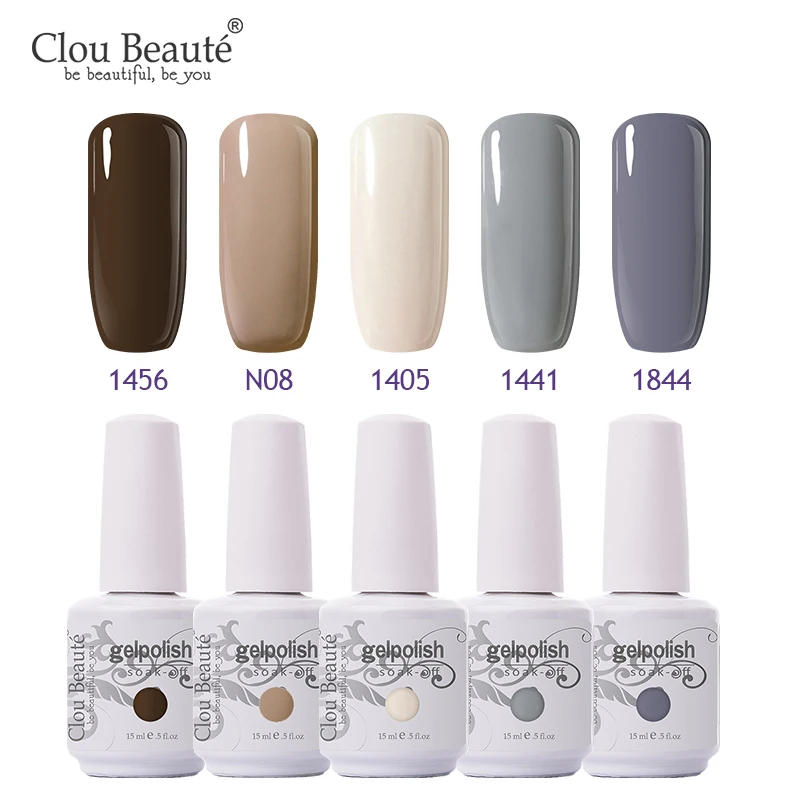 Clou Beaute Гель-лак 18 цветов набор гель-лаков для ногтей телесный серия УФ-гель для ногтей Базовое покрытие не протирать Топ Гель-лак для ногтей - Цвет: 5pcs-15ml-ZH08