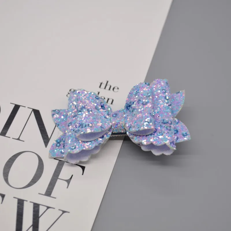 8 шт./компл. блестящие кожаные банты для волос девочек двухслойные заколки с