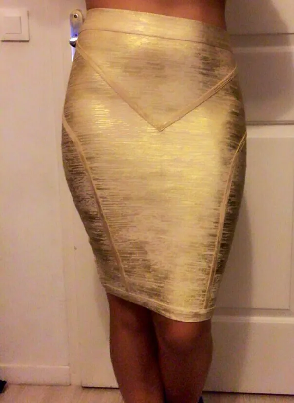 Элегантный серебряный Принт масло зеленое золото bodycon Тонкий металлический