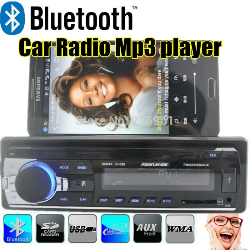 12 в новое автомобильное радио JSD520 стерео Bluetooth пульт дистанционного управления зарядное устройство телефон USB/SD/AUX-IN mp3-плеер 1 DIN In-Dash аудио