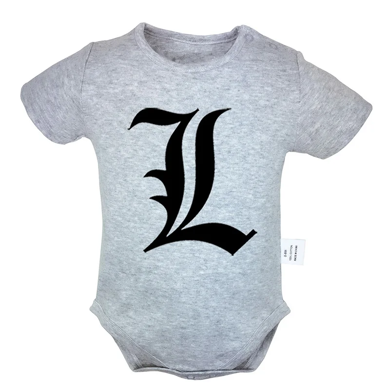 Anime Death Note Symbol Printed 6-24M Newborn Baby Girl Boys Clothes Short Sleeve Romper Jumpsuit Outfits 100% Cotton Summer Set