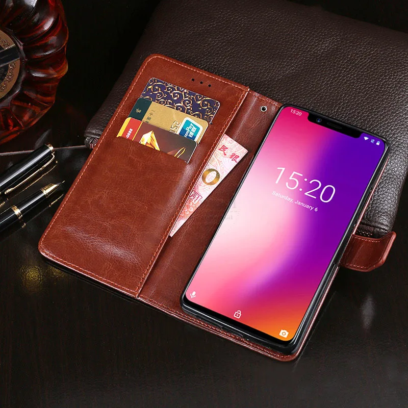 Роскошный винтажный флип чехол из искусственной кожи в деловом стиле для Umidigi One