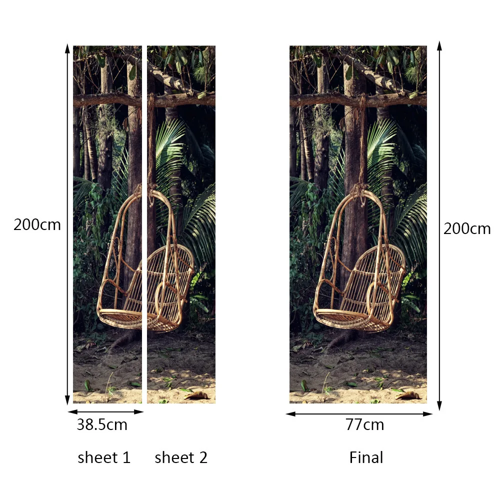 

Forest Garden Swing Wall Door Decor Art Mural Door Stickers Living Room Bedroom Decor Room Door Decoration