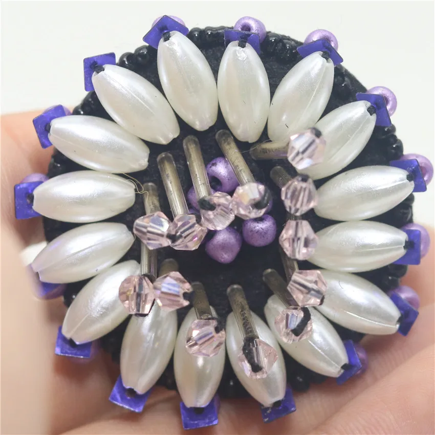 purple white tassels handmade resin crystal rhinestones applique beaded sequins flowers Fancy clothing accessories sew glue 1pc | Дом и сад