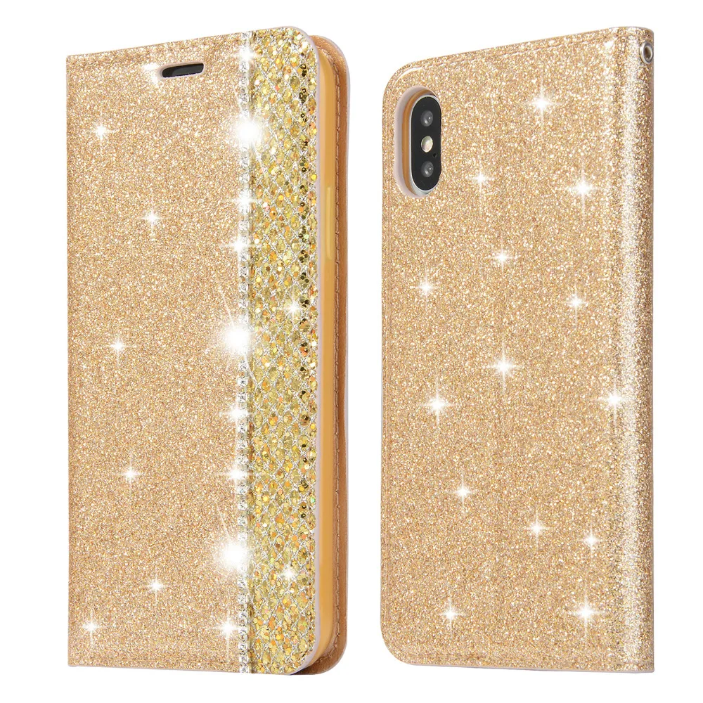 Блестящий чехол из искусственной кожи для iphone XS MAX 8 бумажник с откидной крышкой 7