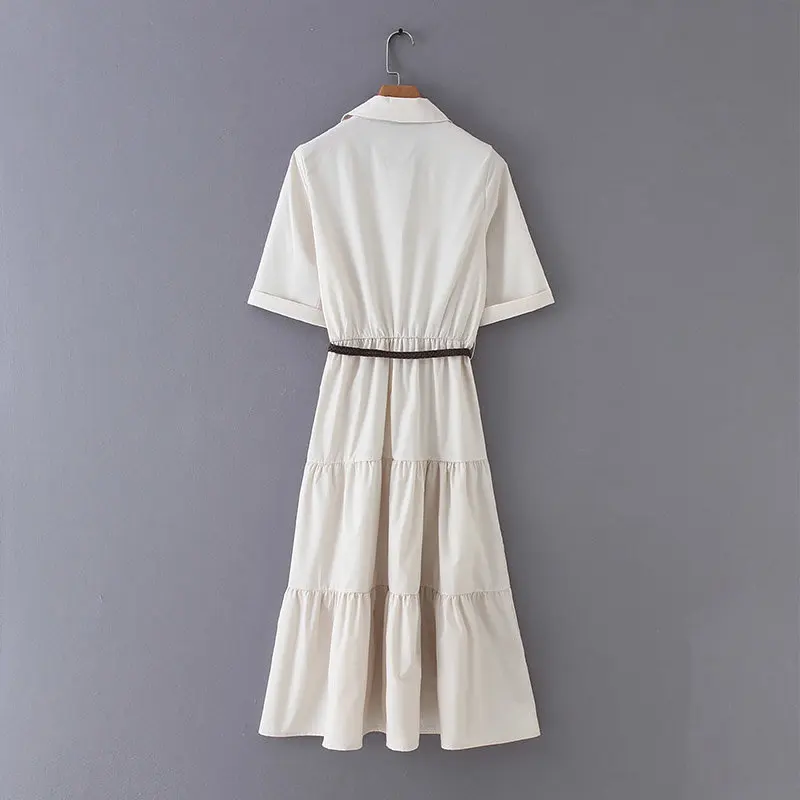 Винтажное женское платье миди с оборками и поясом лето 2019 женские модные