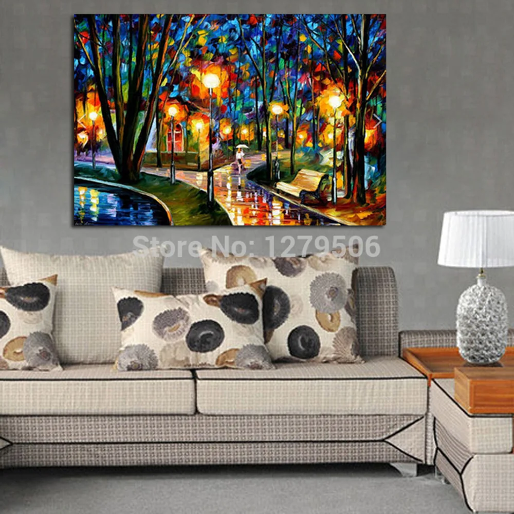 

large High Quality Knife Oil Painting On Canvas Handpainted Abstract Modern art Home Decor Rain Tree Road Palette oil painting