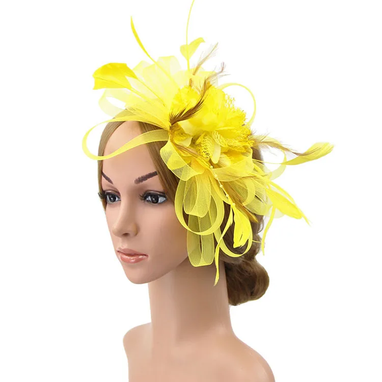 Шляпа Свадебная королевские шляпы цветок Pamelas Y Sombreros Para Bodas перья шляпка для церкви Зажимная лента шляпа для банкета Свадебная Тиара