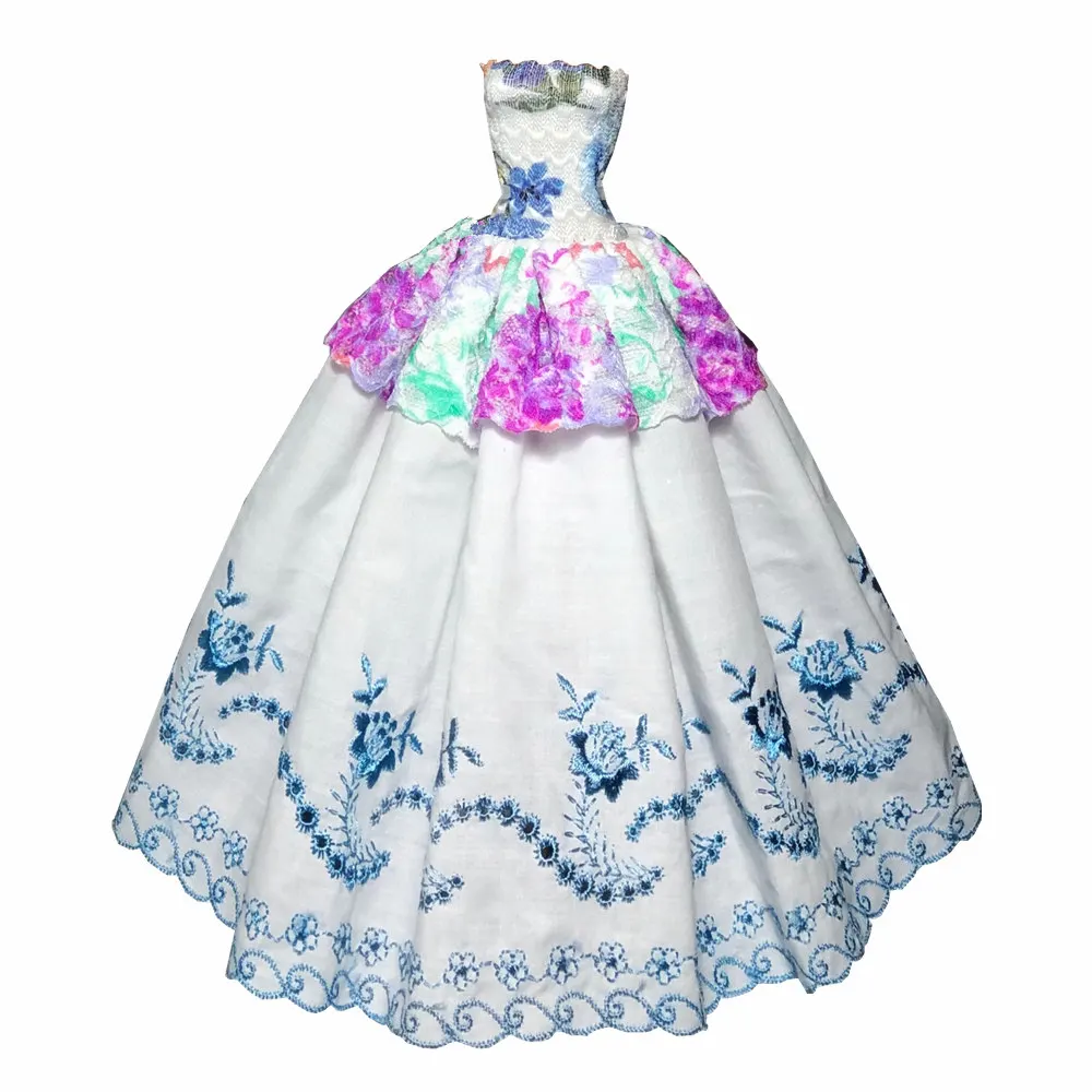 P NK One Pcs Doll Princess Wedding Dress Noble Party Gown For Barbie Doll Accessories Handmake Outfit Best Gift For Girl' Doll JJ - Цвет: P