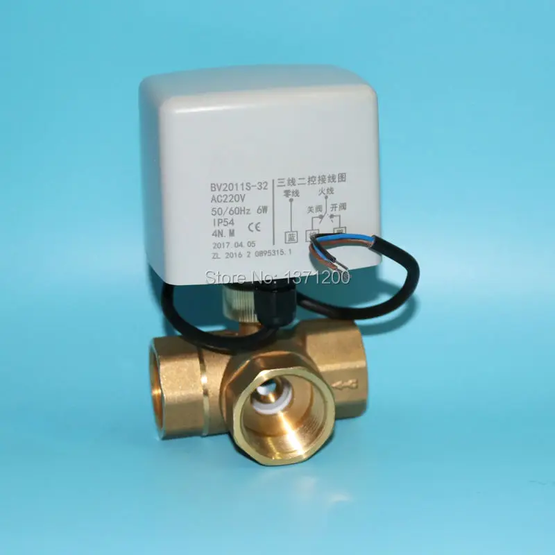 Новый G1 1/4 &quotDN32 латунь 3 пути 220VAC моторизованный шаровой клапан Т Тип