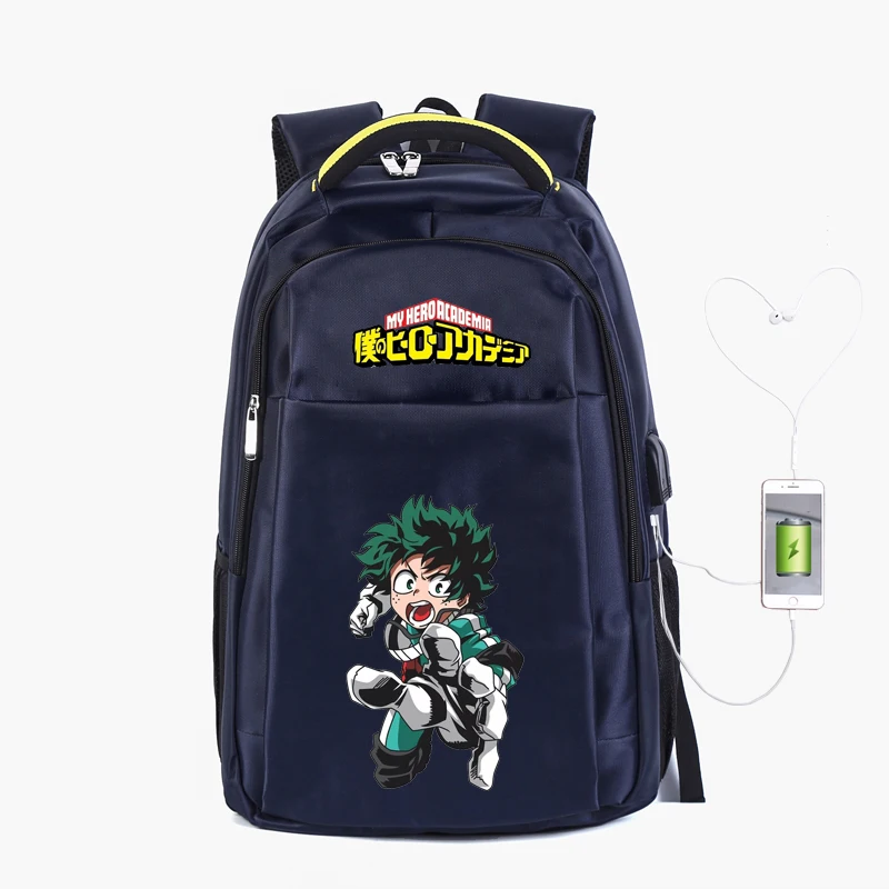 

My Hero Academia 19 Inch Backpack Laptop Knapsack Travel School Book Bag Rucksack Day Pack Large Bag USB Port Earphone hole