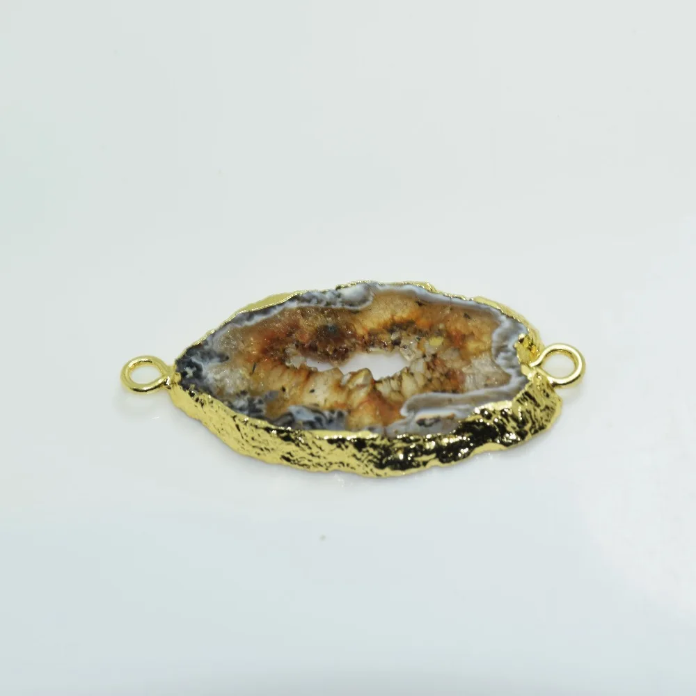 Подвеска Geode с друзой женская соединитель отверстием черный натуральный Золотой