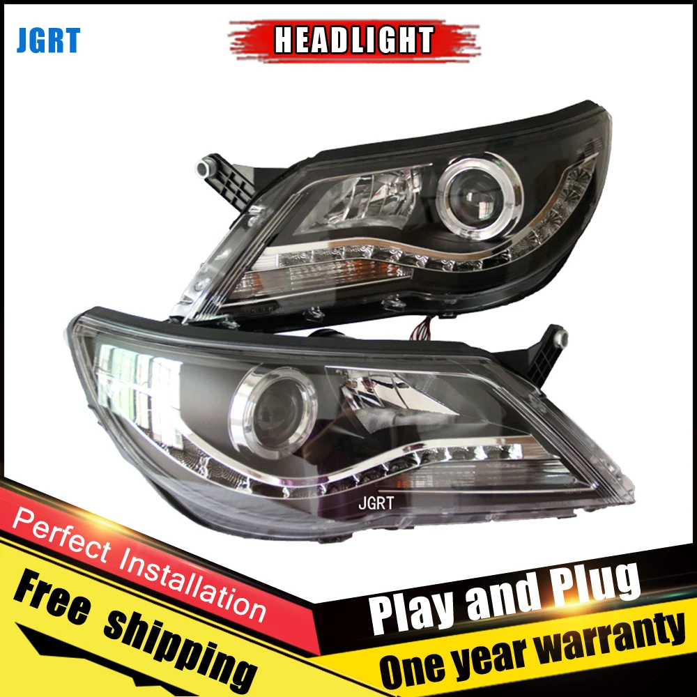 

2PCS Car Style LED headlights for VW Tiguan 2010-2012 for Tiguan head lamp LED DRL Lens Double Beam H7 HID Xenon bi xenon lens