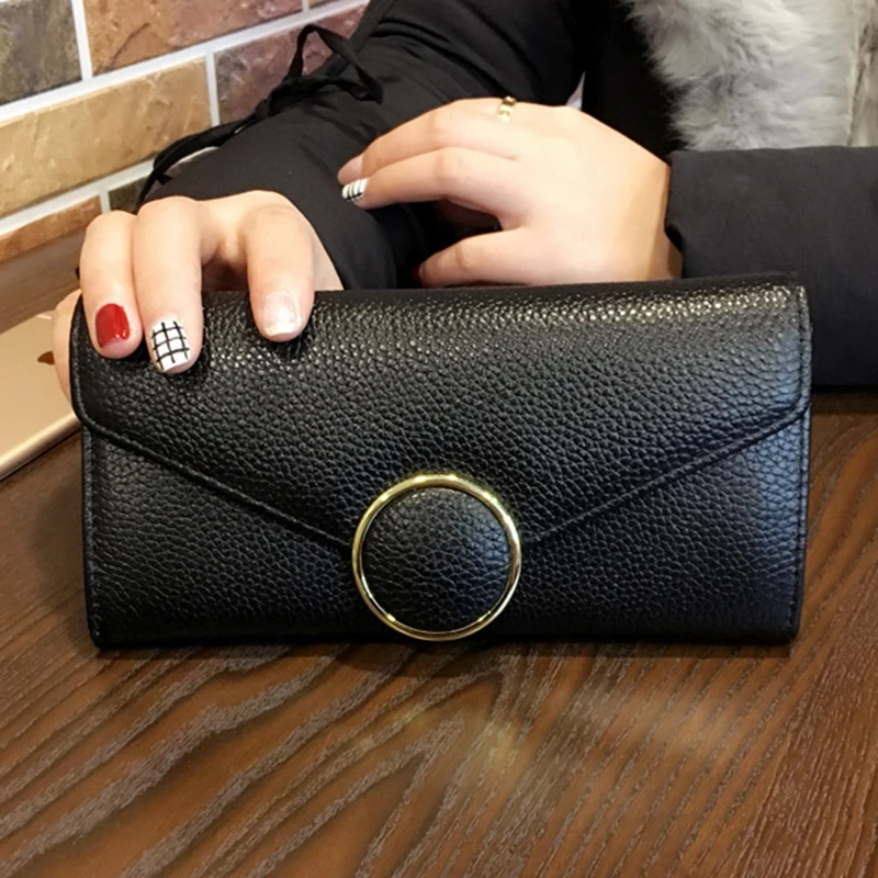 Европейский брендовый модный кошелек из натуральной кожи Женский с держателем