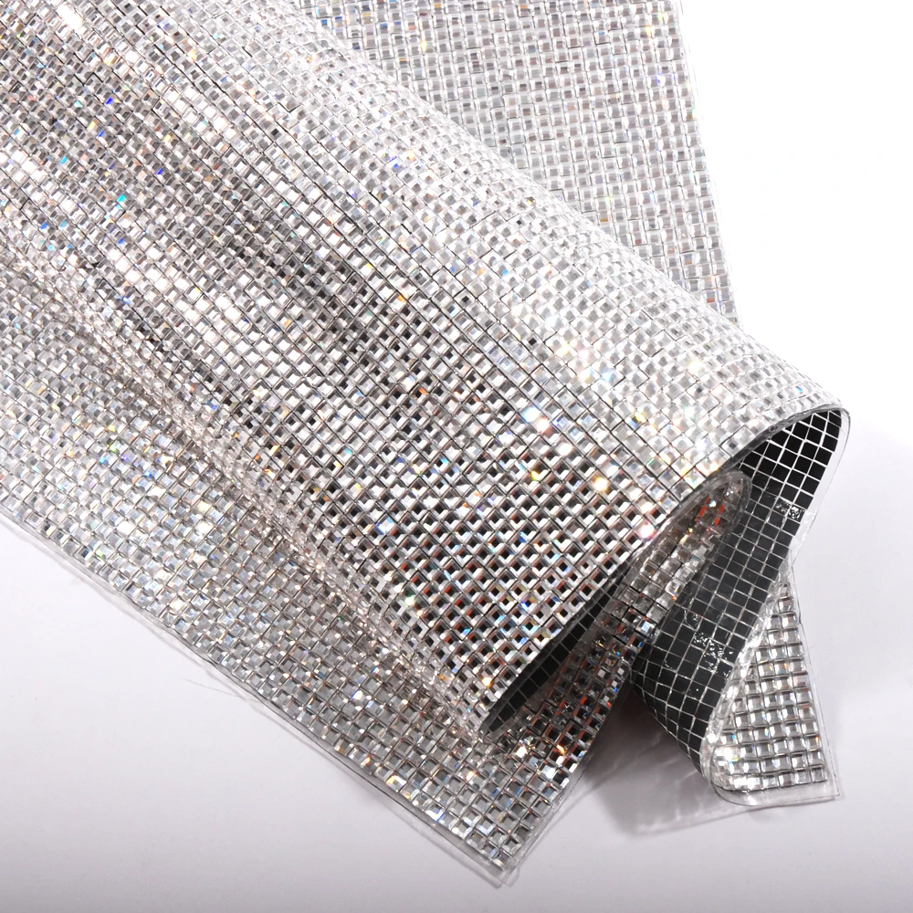 24*40cm Glitter Crystal Glass Rhinestone 3*3mm Square Trim Hot Fix Fabric Sheet Strass Ribbon Applique For Dresses | Дом и сад