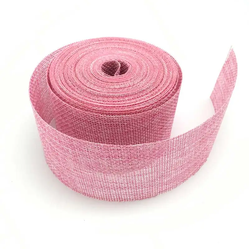 pink 2 м/лот 5 см лента из джута, мешковины, цветная натуральная джутовая пеньковая ткань, Hessian лента, сделай сам, Свадебный декор, подарочная упаковка, вечерние принадлежности - Цвет: pink