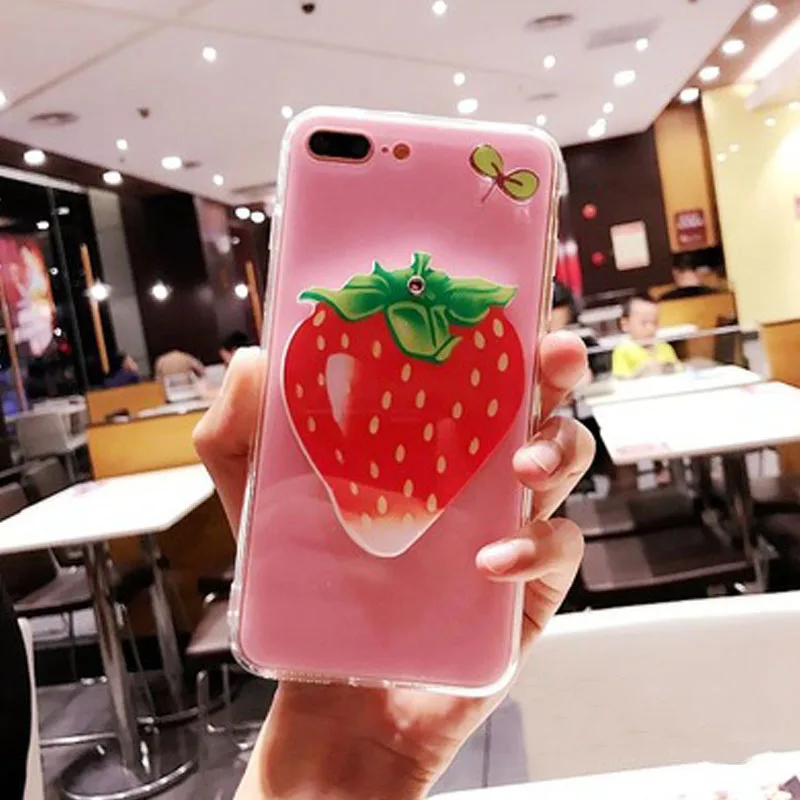 Summer Cute Fruits Phone Case For iPhone 6 6S 7 8 Plus 3D Lemon Grapefruit Mirror Watermelon Protective Soft Mobile Cover | Мобильные