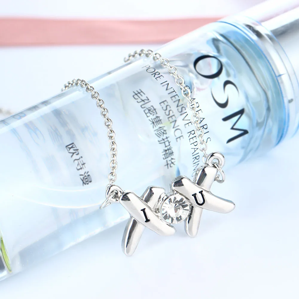 Unique Design Crystal X O Pendant Necklaces Women Fashion Letter I U Jewelry For | Украшения и аксессуары