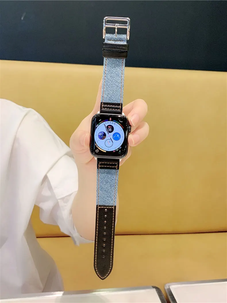 Ткань и натуральная кожа ремешок для apple watch, ремешок 42 мм, 38 мм, Версия 44 мм 40 мм apple watch 5/4/3/2/1 браслет wristbelt аксессуары