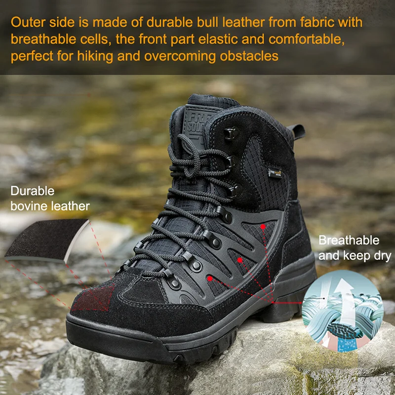 FREE SOLDIER Outdoor Sports Tactical Men Boots,Hiking Shoes For Mountain,Shoes For Camping,Climbing Imported Leather