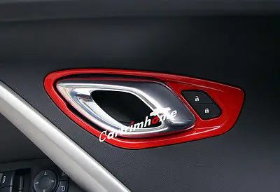 

ABS Inner Door Handle Bowl Red Cover Trim 2pcs For Chevrolet Camaro 2016-2017