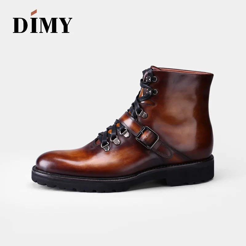 Мужские кожаные туфли на ремешке DIMY черные из воловьей кожи с пряжкой в