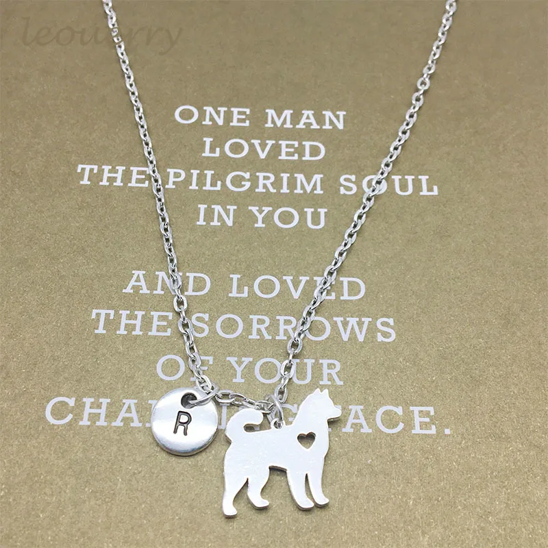 Leouerry Custom A Z 26 Letetters Husky Подвеска Ожерелье Крошечная цепочка для ключиц хаски