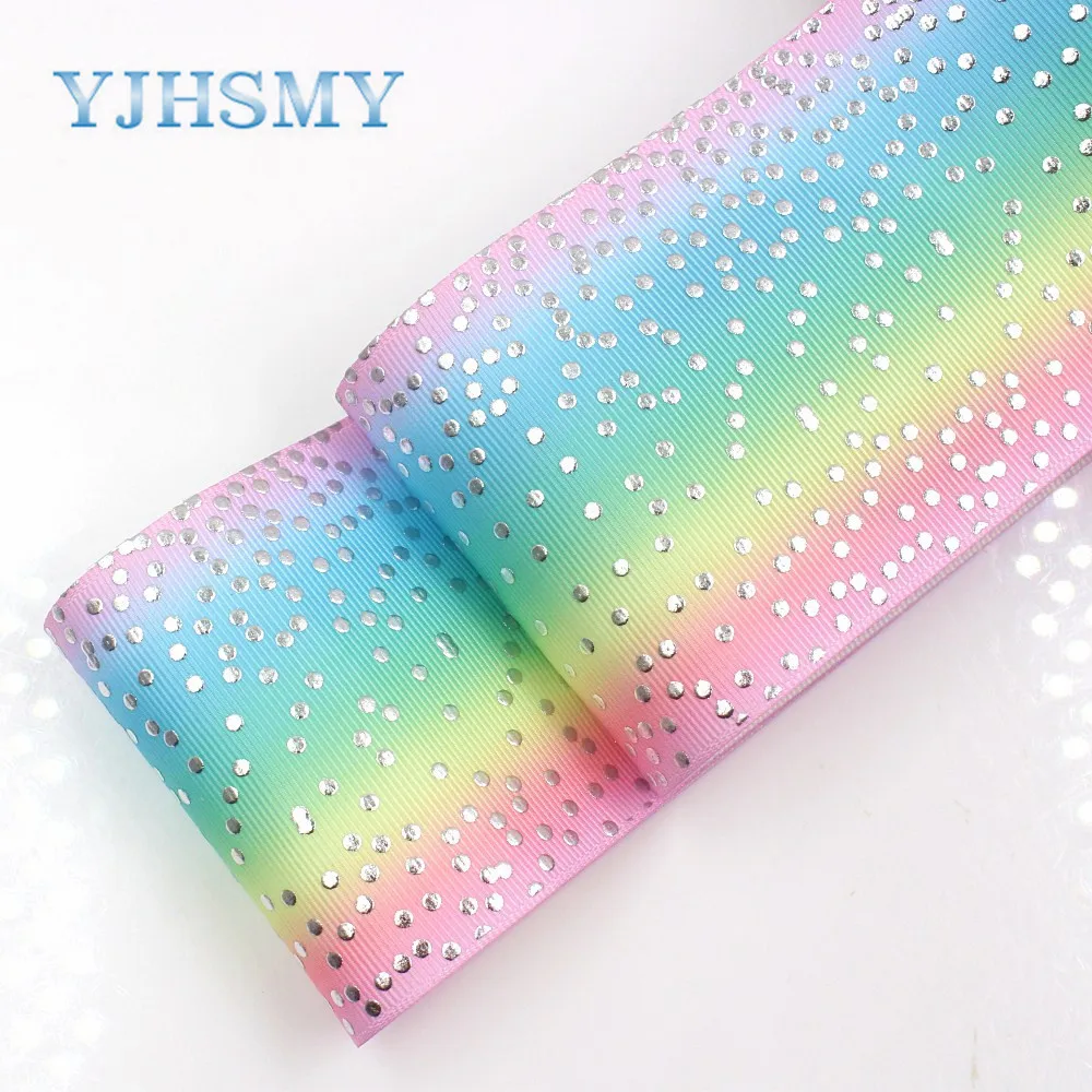 YJHSMY G-18815-962 10 ярдов 75 мм горячее серебро grosgrain ленты DIY ручной работы аксессуары для