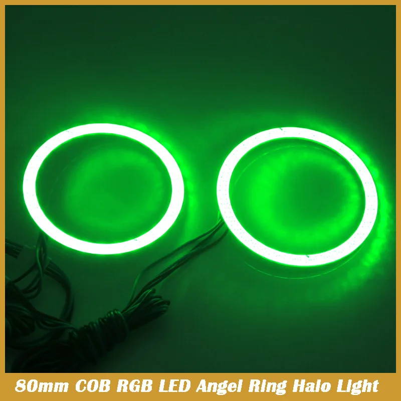 2 шт. LED Ангельские Глазки RGB много цветов 71 8 мм COB Halo Кольцо с пультом