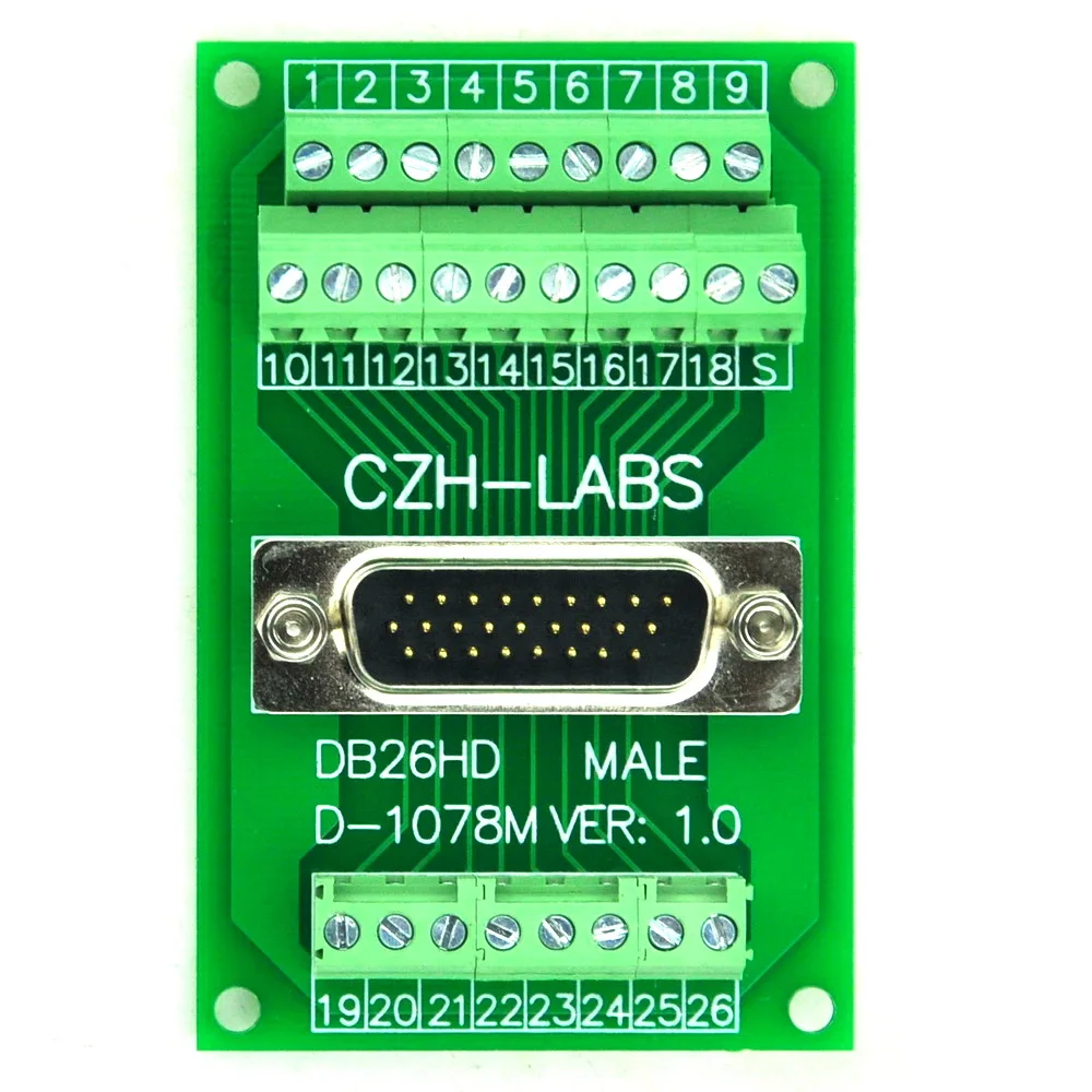 

D-SUB DB26HD Male Header Breakout Board, Terminal Block, DSUB DB26 Connector.
