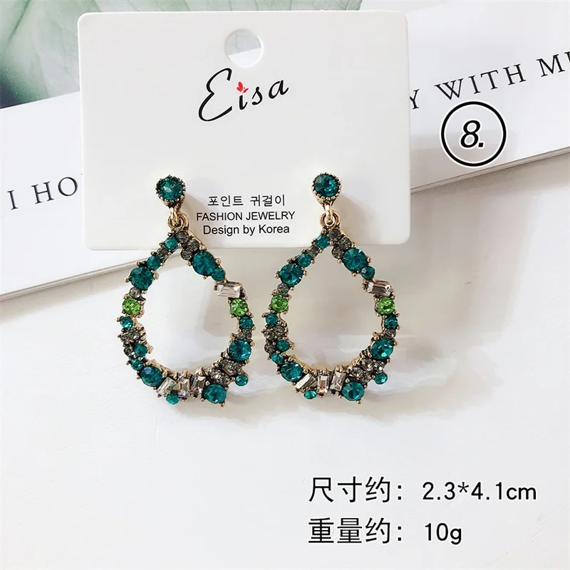 2019 Korean fashion geometric heart acrylic temperament green fresh round flower leaves long dangle earrings for women jewelry | Украшения