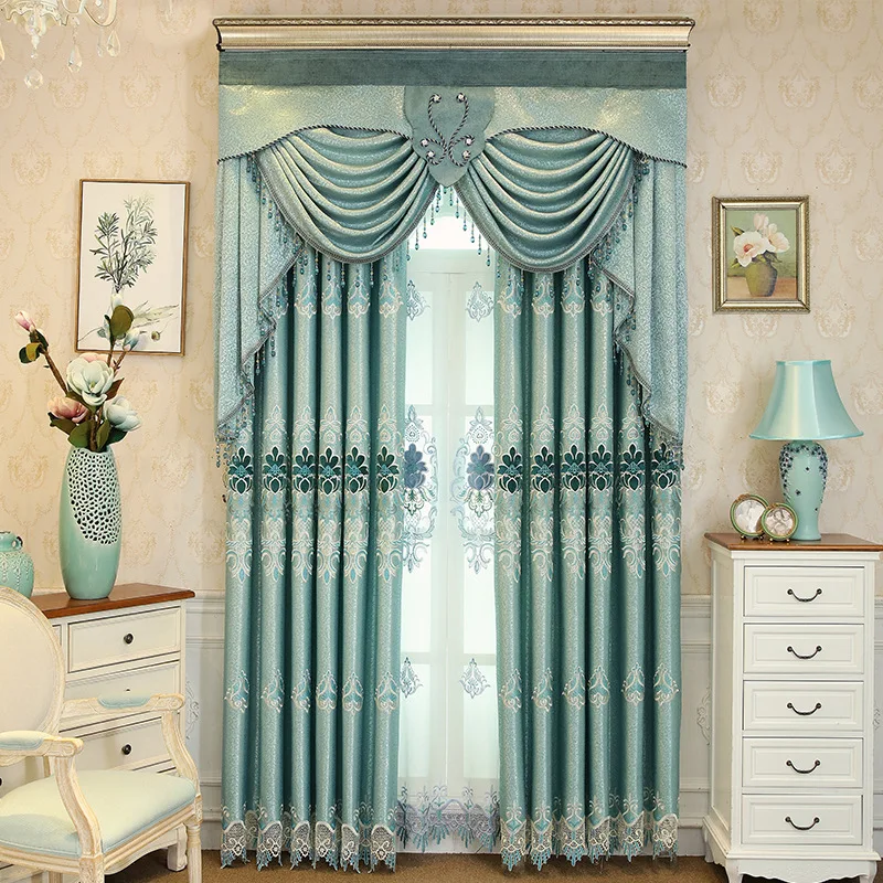 

Flannel Cloth Jacquard Embroidered Blackout Curtains Tulle For living Room Bedroom Kitchen Curtains Valance Drapes Home Decor